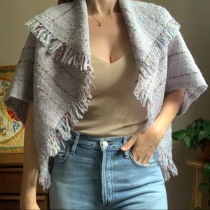 Handwoven Lavender Fringe Shawl/Cardigan One Size